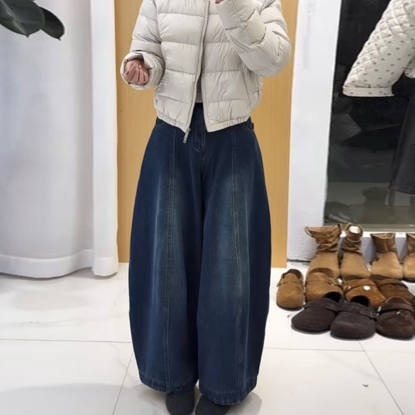 韩系垂感阔腿复古牛仔裤女春秋新款弯刀裤宽松显瘦休闲洋气灯笼裤,女装/女士精品,牛仔裤,淘宝优惠券,粉丝福利购,淘宝优惠卷