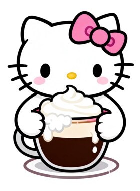 可爱Kitty 贴画贴儿童卧室墙面门窗改造遮丑美化防水动漫风装饰贴