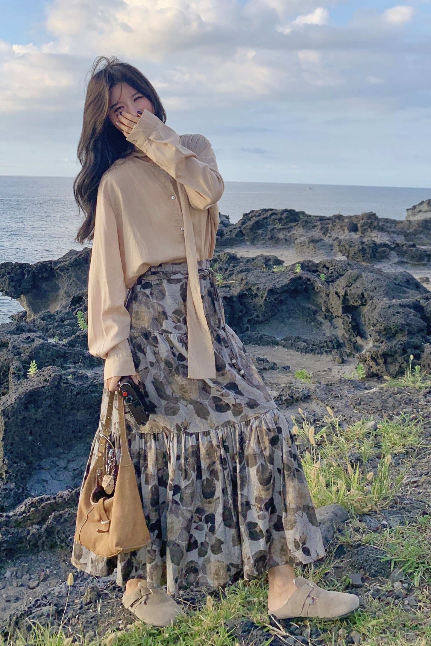 小香风衬衫碎花半身裙套装女春秋又a又飒御姐两件套盐系轻熟超火,女装套装/套裙,2C119