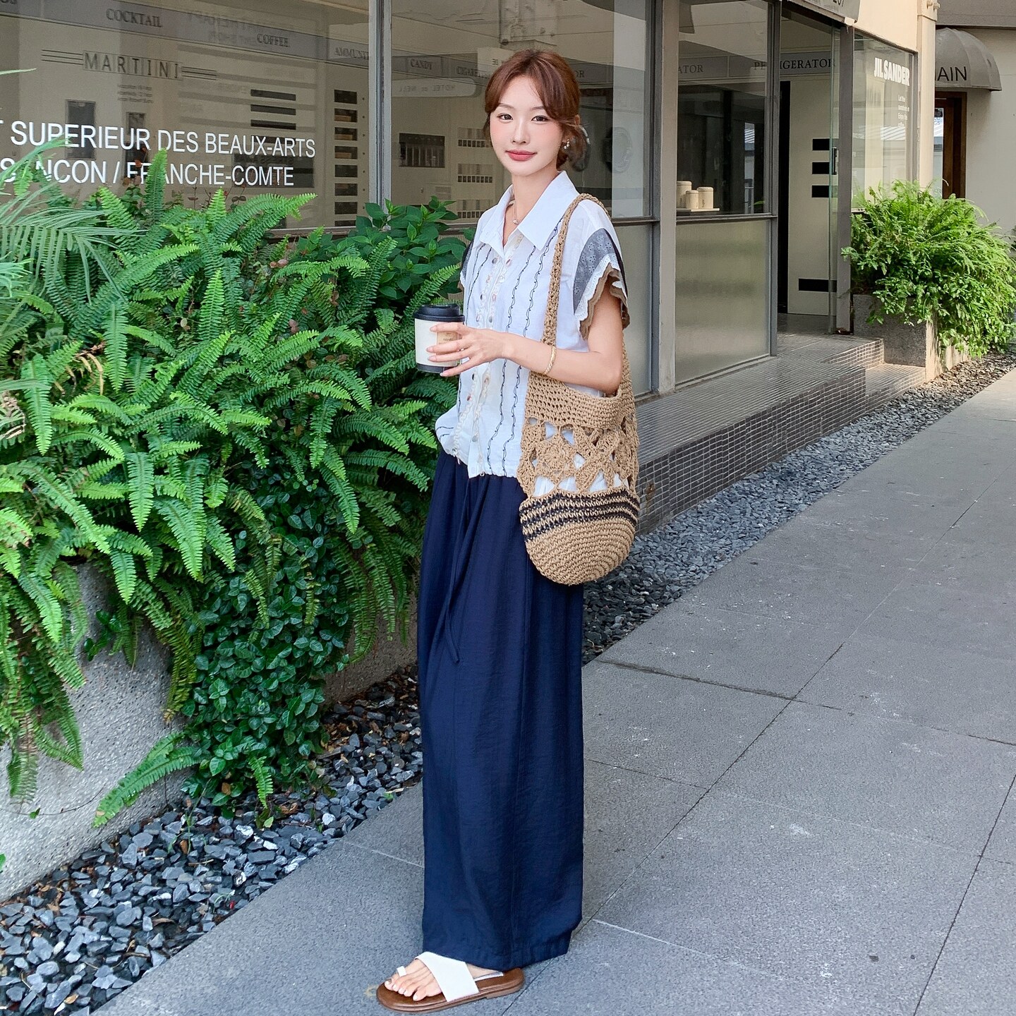 【新款】蕾丝拼接上衣宽松阔腿裤套装2C119-2529-P175-K248,女装套装/套裙,2C119