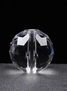 水晶球打孔 有孔透明水晶玻璃球 水晶灯饰配件装潢多面切面球