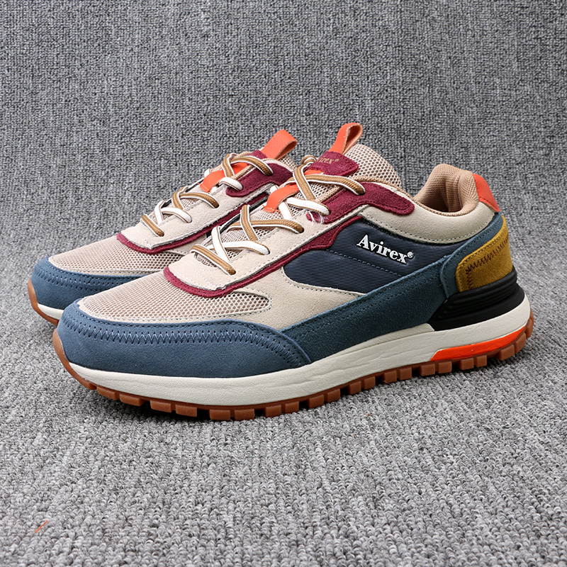 外贸订单大牌捡漏真皮反绒牛皮阿甘鞋厚底复古运动休闲华夫鞋男鞋