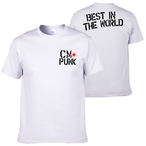 CM punk朋克短袖T恤best in the world休闲男装半袖圆领套衫白色