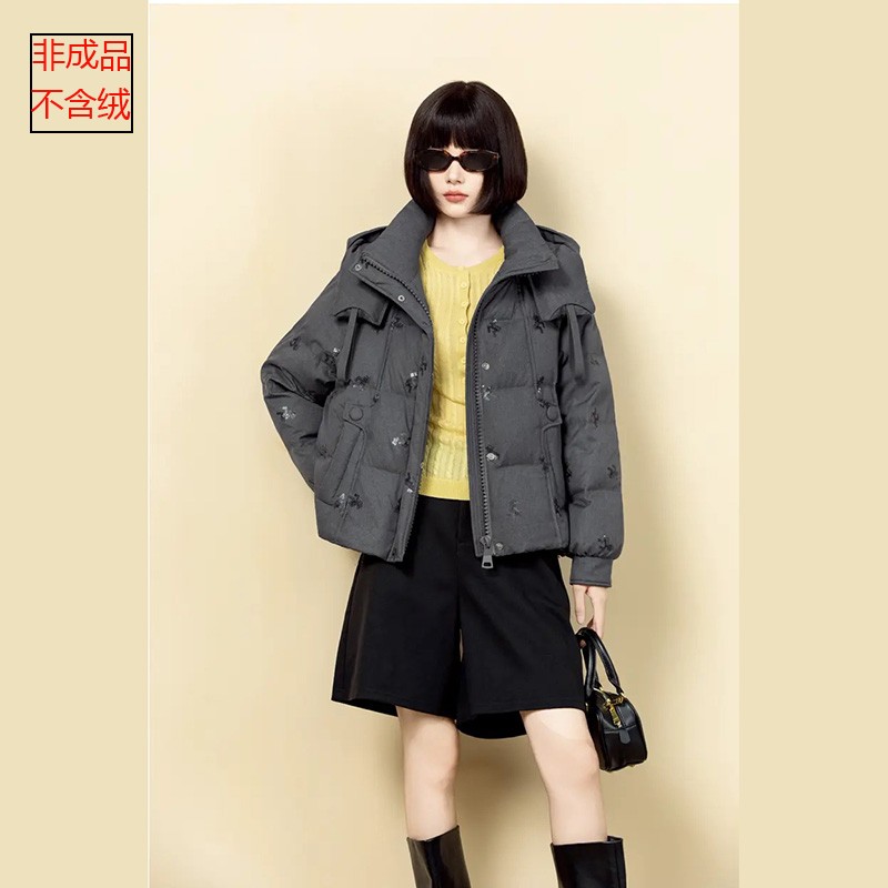 2025新款2503羽绒服九半成品冬女短款休闲泡芙面包服衣皮壳翻新