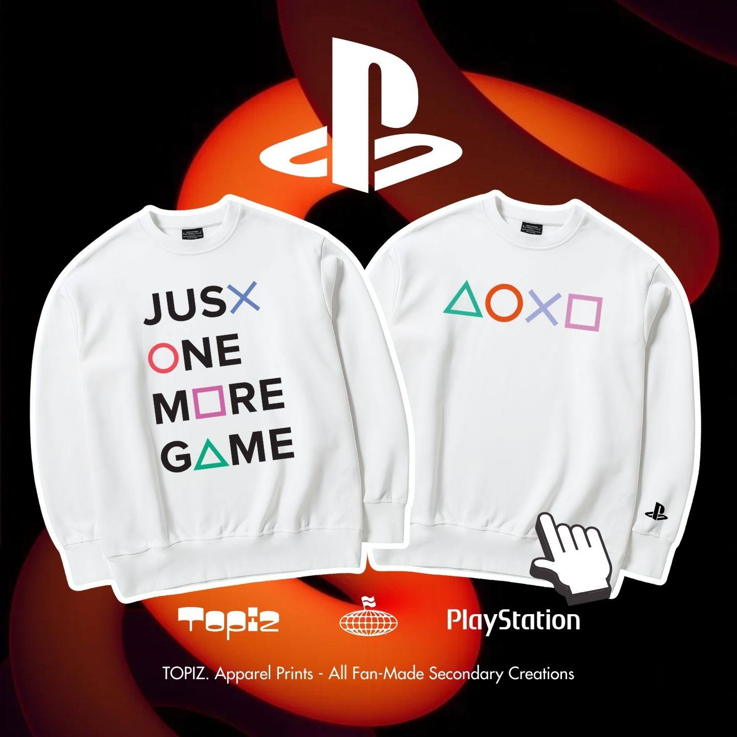 TOPIZ.Playstation时尚日本索尼游戏周边联名圆领卫衣男女长袖