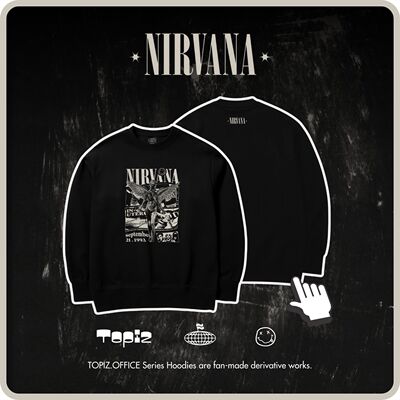 NIRVANA摇滚乐队印花卫衣男女情侣宽松圆领黑色潮牌上衣