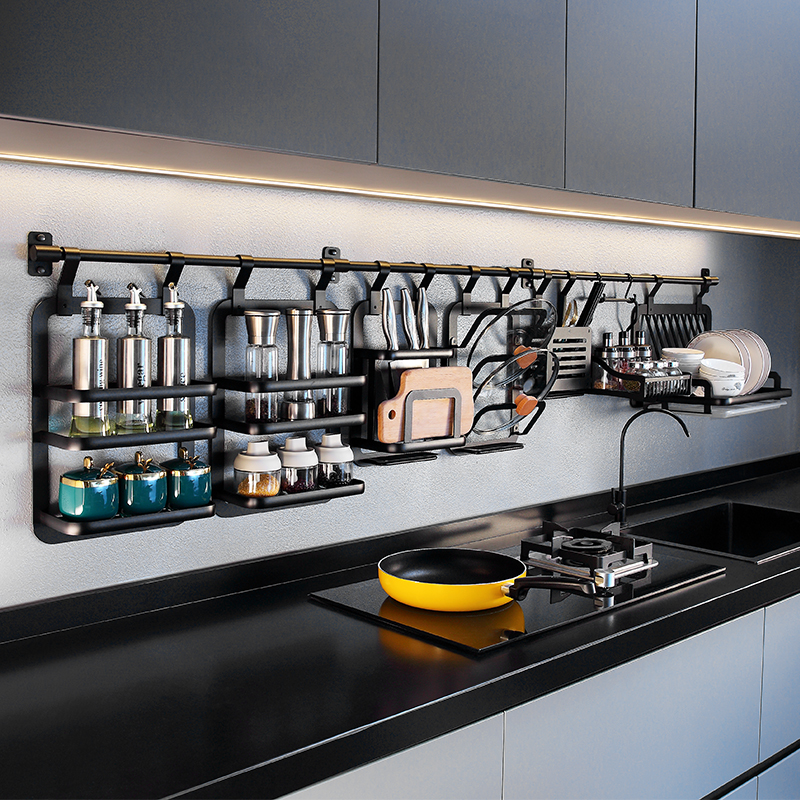 厨房调料置物架壁挂式多层收纳架免打孔餐具收纳神器厨房调料收纳
