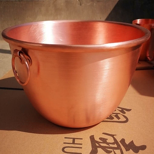 檀山铜制 纯铜打蛋盆紫铜奶油蛋清搅拌料理盆打发蛋白铜盆26.5cm