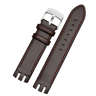 真皮手表带 代用斯沃琪YTS401/402403G 真牛皮配件 弧形接口20mm