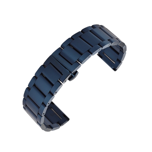 蓝色不锈钢表带适配罗西尼勋章蓝天使二代阿玛尼实心精钢表链配件