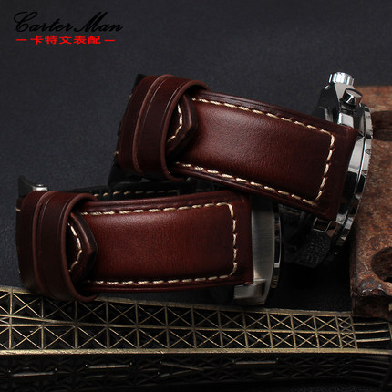 休闲牛皮表带 适配沛纳海 Fossil化石男士FS5088 FTW1114 22 24mm