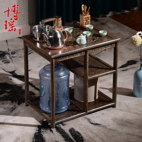 实木仿古小茶桌功夫鸡翅木可移动