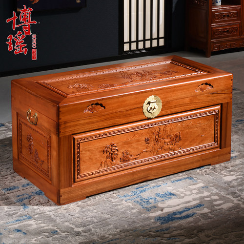 博瑶香樟木加长婚嫁仿古中式衣箱