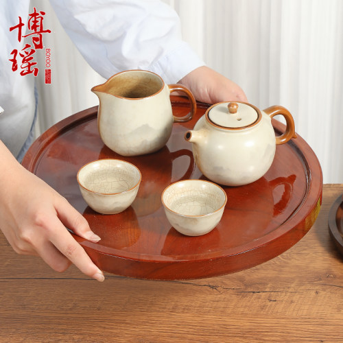 天然老料香樟木干泡茶盘圆形托盘整块仿古工艺品茶道家居装饰摆件