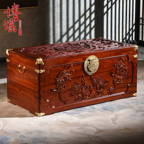博瑶香樟木箱龙凤实木陪嫁嫁妆箱