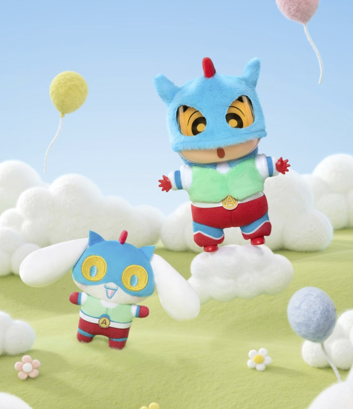 正版CinnamorollX蜡笔小新游乐梦境系列搪胶毛绒盲盒摆件手办礼物