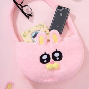 暹罗厘普原创秀珍毛绒单肩包可爱卡通饺子包女生日常出行手提包