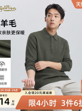 【暖感】金利来秋冬新款商务长袖针织衫休闲翻领套头毛衣打底上衣
