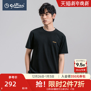 时尚 T恤纯棉个性 献钱狮印花休闲圆领T男 男短袖 金利来夏季