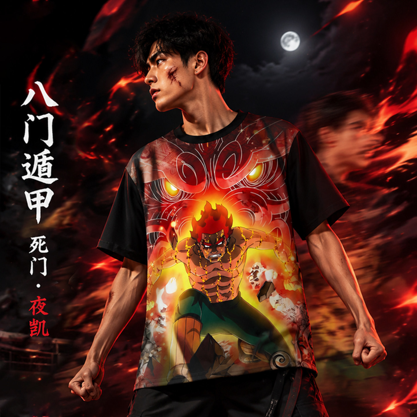 迈特凯火影忍者短袖T恤衫动漫衣服夏季黑色上装二次元周边男女款