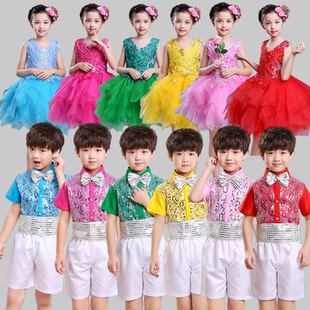 六一儿童演出服春夏女童公主裙蓬蓬裙女孩舞蹈小学生跳舞表演服装