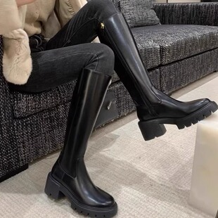 靴子女长筒靴秋冬新款小个子内增高粗跟厚底骑士靴长靴长统靴冬款