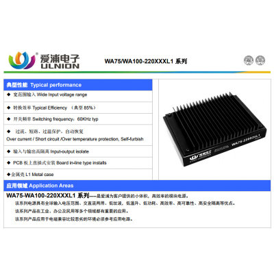 WA100-220S24L1 AC-DC 220VAC小体积低纹波(12V 24V) 出24V 3.1A