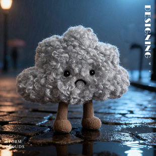 趣味乌云公仔毛绒玩具仿真云朵暴风雨玩偶布娃娃抱枕摆件拍照道具