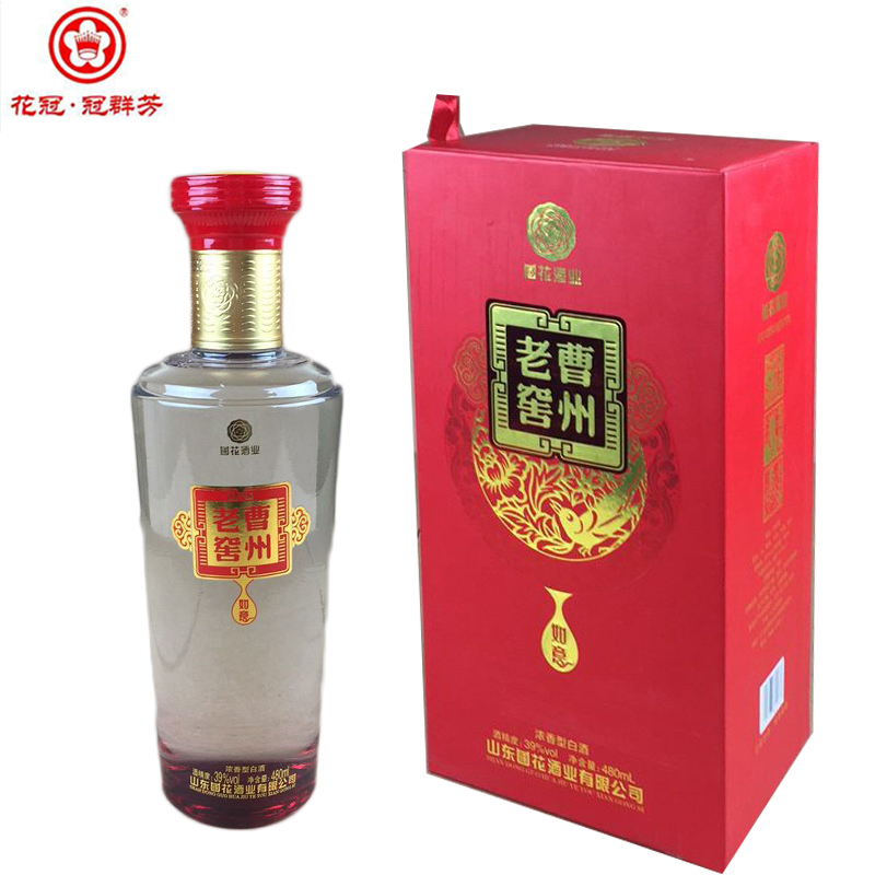 菏泽花冠名酒曹州老窖如意39度480ml浓香型白酒特产纯粮冠群芳