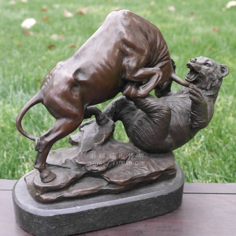 牛熊争霸股海家居客厅书房铜雕塑