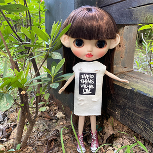 SD6分 blythe小布娃娃手工衣服配件BJD ob24娃衣制服粉色3件套
