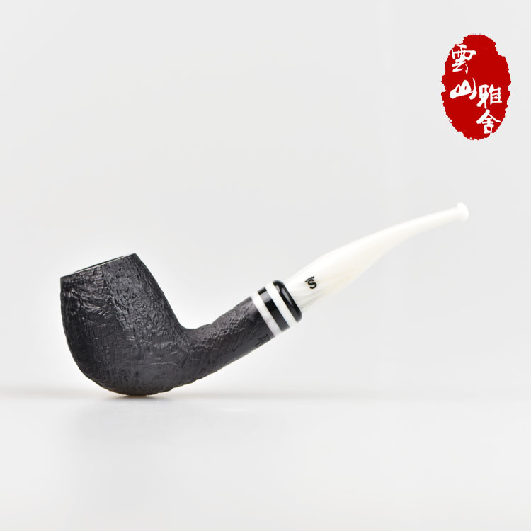 云山雅舍丹麦Stanwell Black&White系列407斗型光面黑白双嘴烟斗