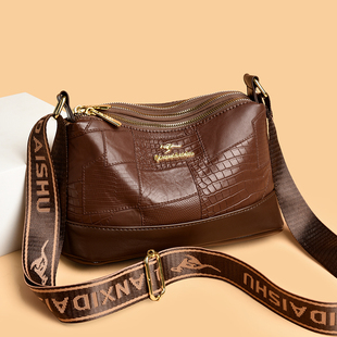 真皮女包2025新款时尚百搭大容量单肩斜挎包软皮多层小包包女零钱