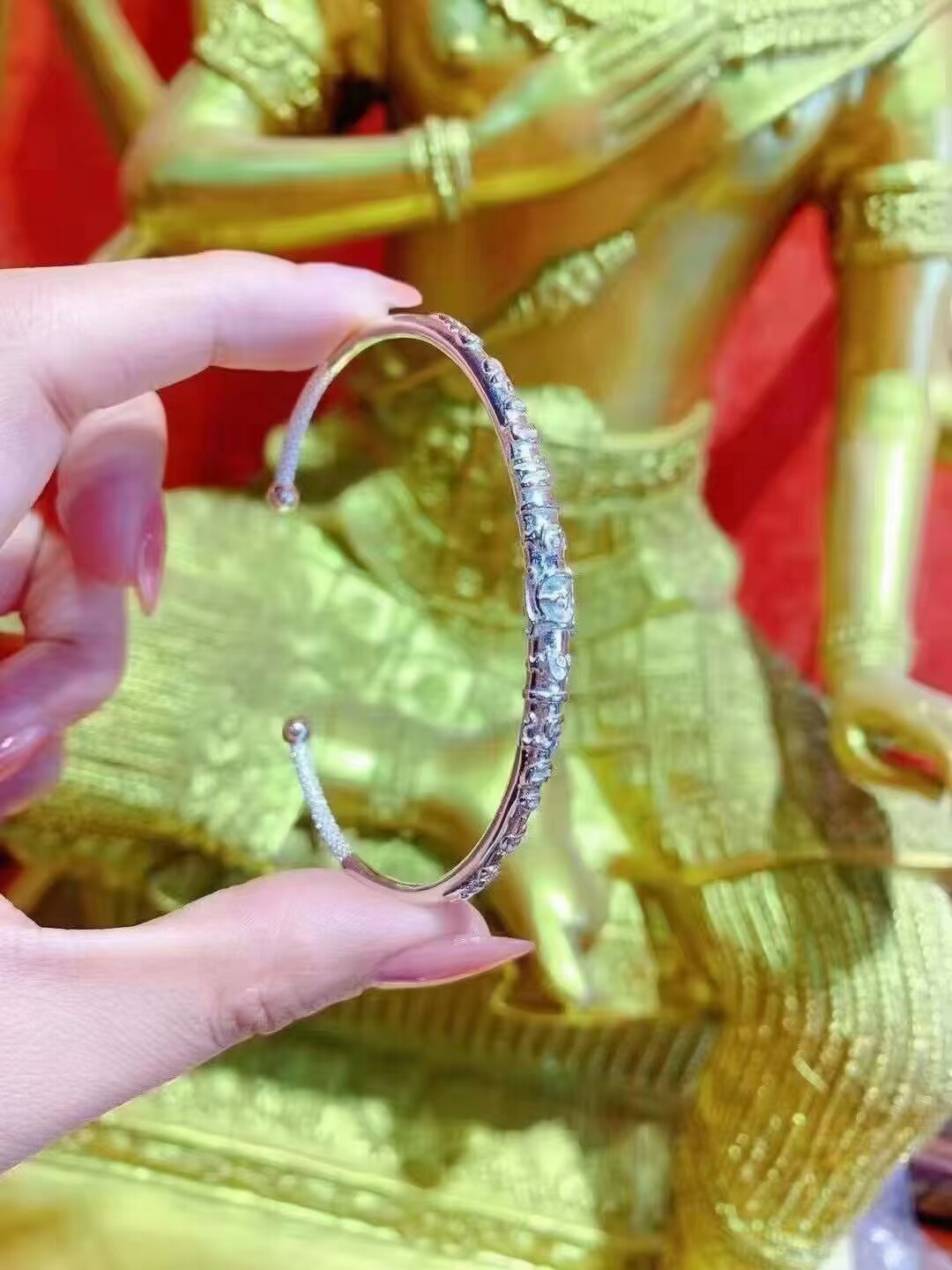 泰国fopai  龙婆boom 手镯 纯银 咩恩咩通 zhua金zhua银开口 手环