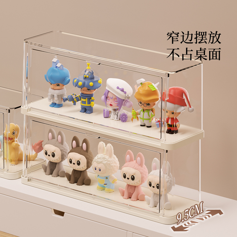 盲盒展示架收纳适用泡泡玛特展示盒萌粒摆件柜子亚克力手办收纳盒