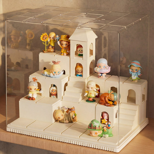 泡泡玛特盲盒透明防尘收纳盒