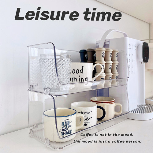 收纳盒防尘透明托盘叠加杯子架