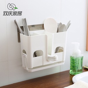 欧式 厨房纯白色筷子盒 筷子收纳架 餐具沥水架 无痕贴筷子笼包邮