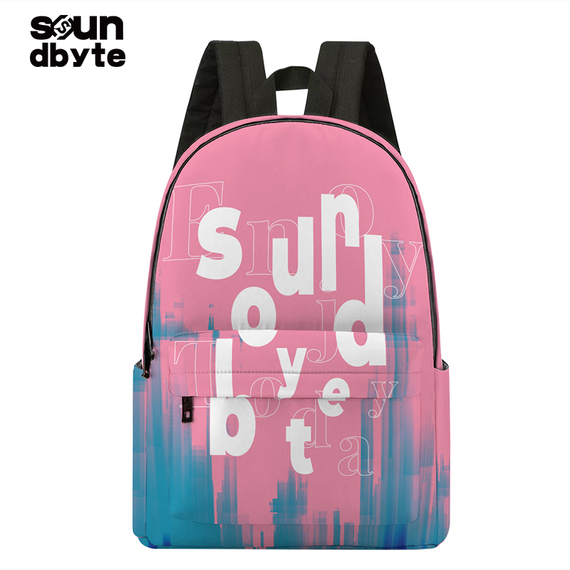 soundbyte撞色时尚双肩包女初中生上课书包大学生旅游背包电脑包