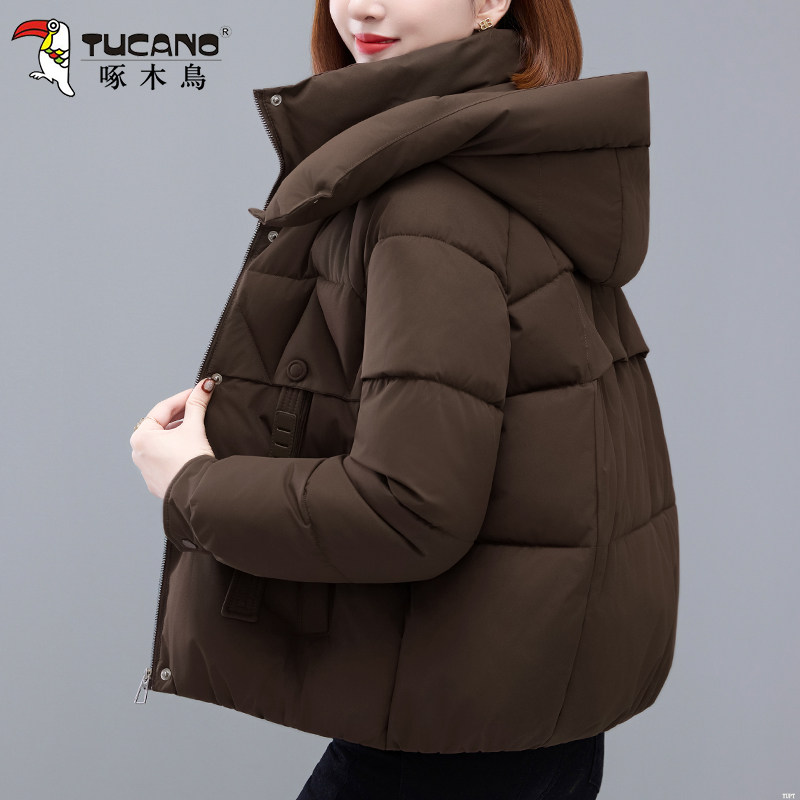 啄木鸟短款棉衣女款2025冬季新款妈妈加厚保暖棉服女士洋气小棉袄