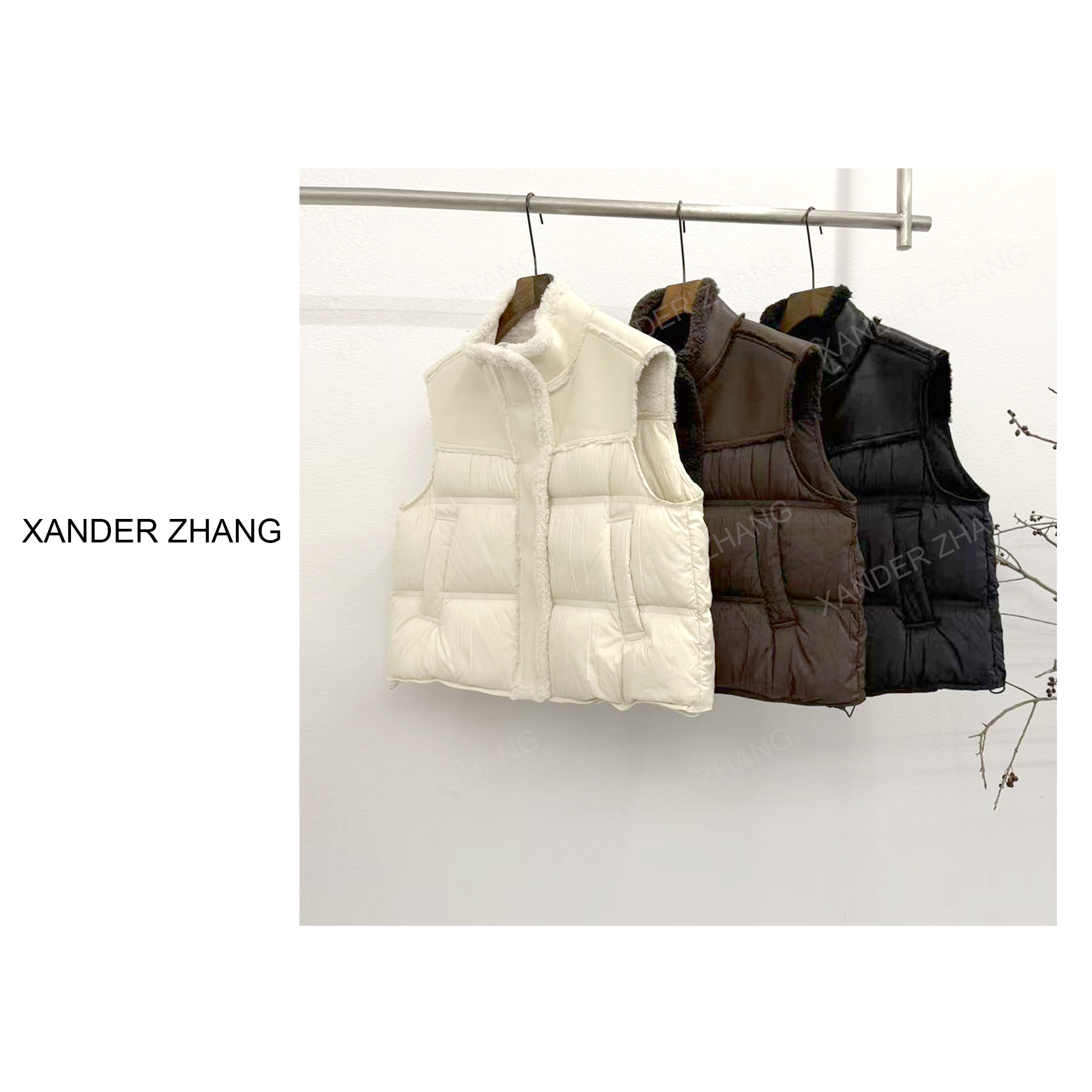 设计感特种工艺毛绒拼接时尚羽绒马甲YBWD1J892显瘦叠穿白鸭绒