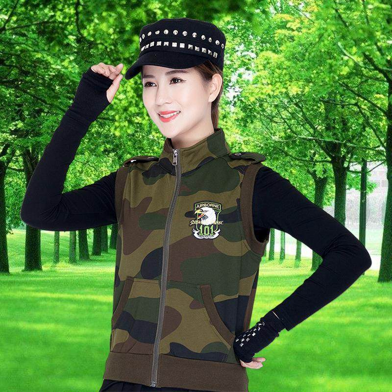 水兵舞服装迷彩马甲上衣女装