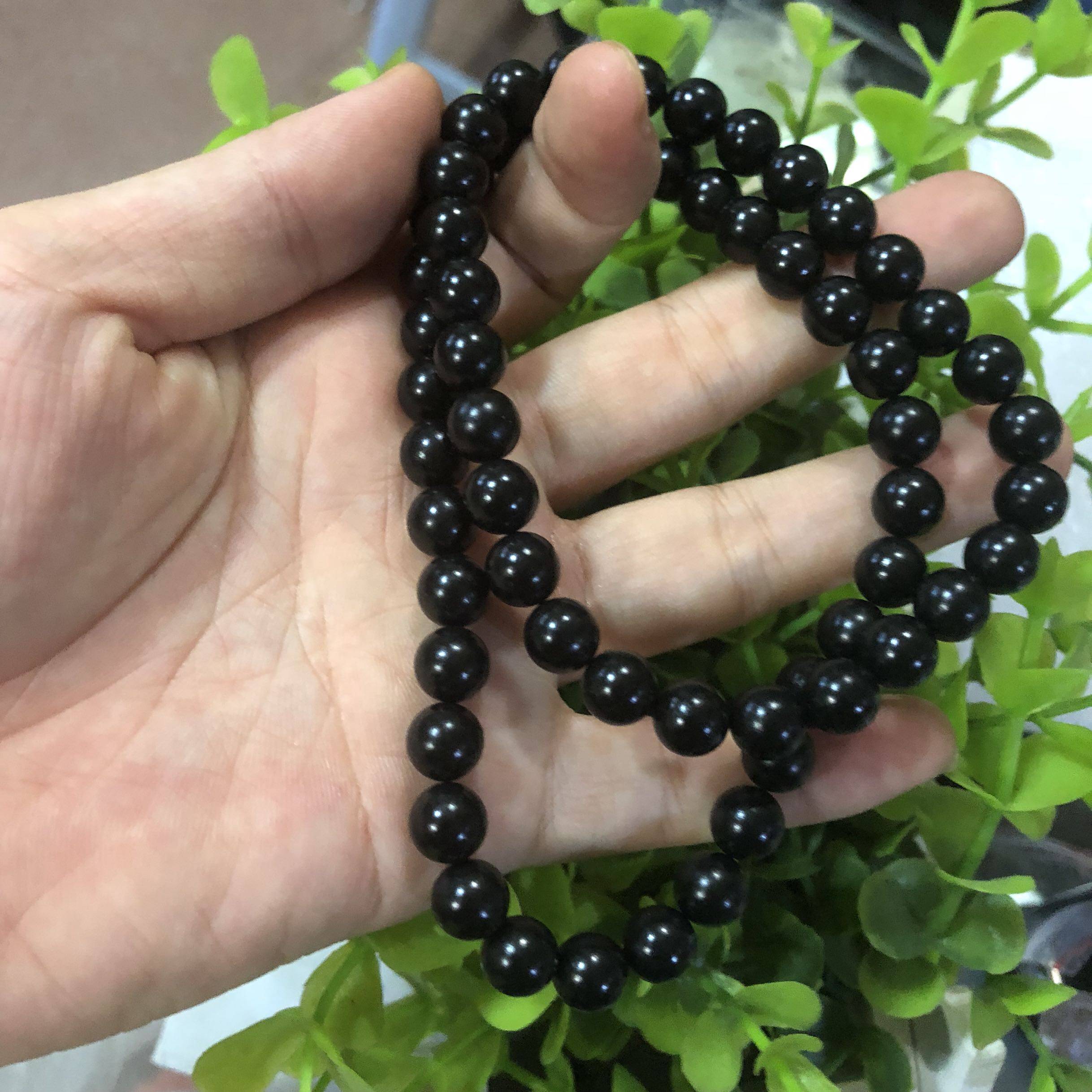 磁疗项链磁珠圆形黑色钕铁硼磁球项链 大号8毫米直径强磁项链