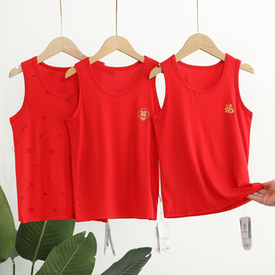 新年儿童红背心本命年中大童百搭莫代尔背心男童女童跨栏坎肩薄款