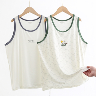 卡布丢丢加肥加大宽松版儿童背心男童莫代尔薄款夏季家居服胖童款