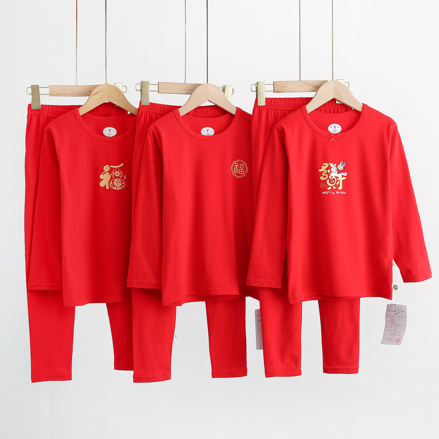 儿童红色秋衣秋裤新款女童内衣