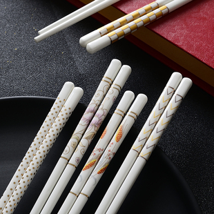 家用陶瓷筷子防滑耐高温环保高档象牙白瓷筷子套装餐具结婚礼品盒