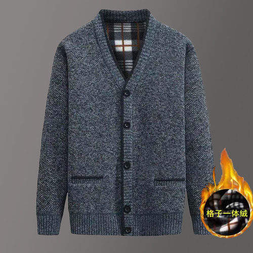 红色针织羊毛衫开衫加绒毛衣