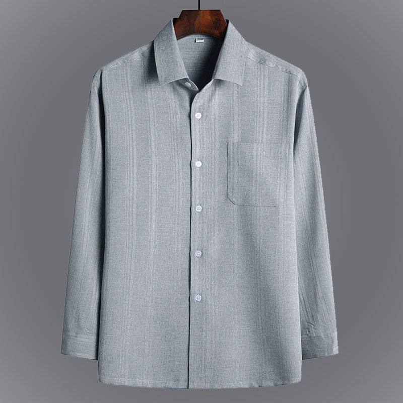 中老年人男200斤春秋夏爸爸长袖衬衫爷爷加肥加大码棉麻短袖上衣