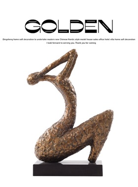 样板间售楼处现代酒店玄关摆台抽象人物树脂艺术雕塑客厅轻奢摆件